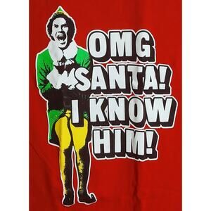 Ripple Junction ELF OMG It's Santa I Know Him T-Shirt. Men's Medium. Red